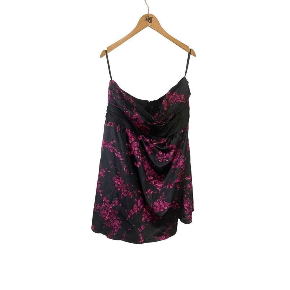 Y2K Torrid Women's Black And Purple Floral Sleeveless Cocktail Dress - 22